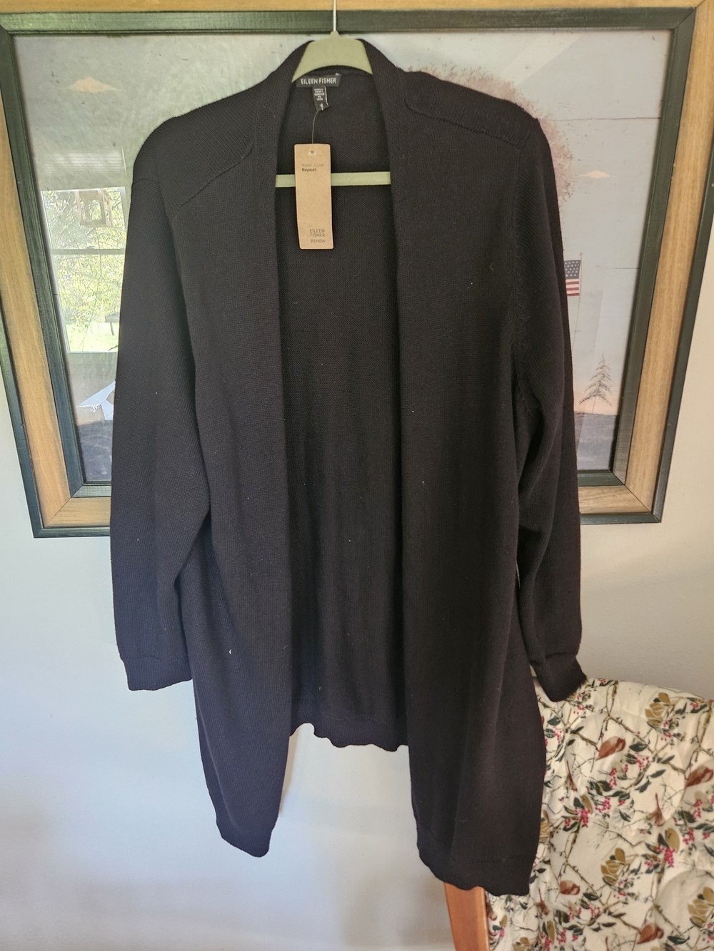 Eileen Fisher Black Open-Front Women's Cardigan Sweater Sz 3x Nwt